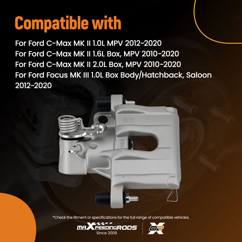 Rear Right Brake Caliper compatible for Ford C-Max MK II Focus Turnier MK III compatible for Volvo C30 V50