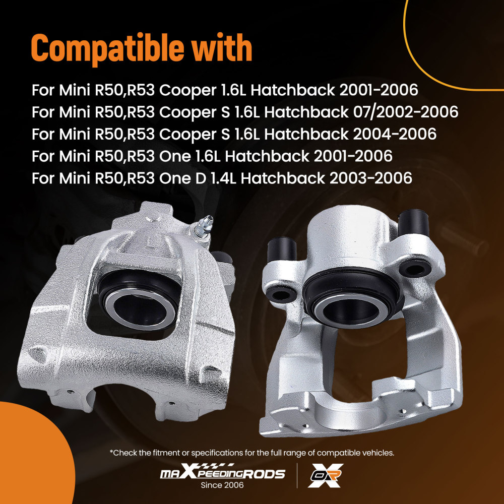 Front Left Right Brake Calipers compatible for Mini R50 R52 R53 Cooper One 1.4L 1.6L BC8046