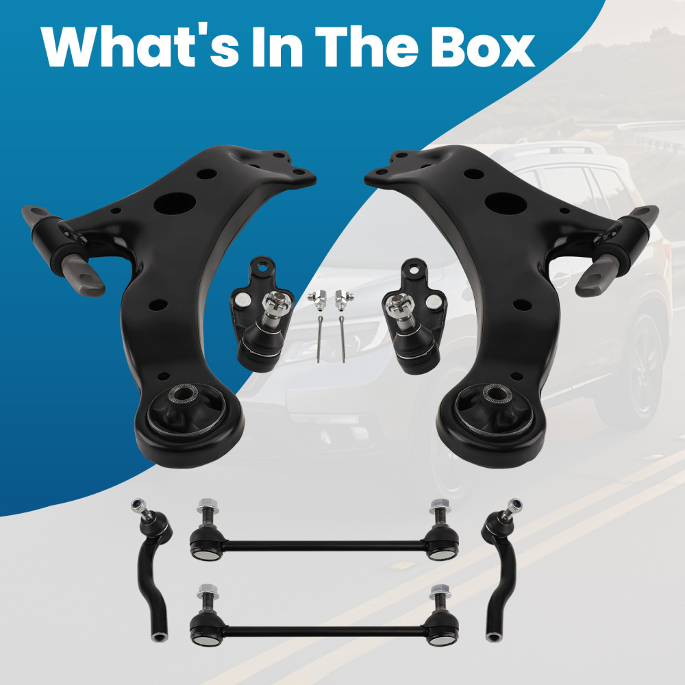 Front Lower Control Arms + Tie Rods Sway Bar Links For 2013-2018 compatible for Toyota Avalon