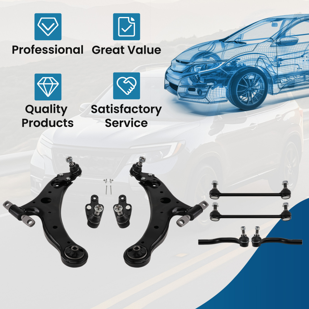 Front Lower Control Arms + Tie Rods Sway Bar Links For 2013-2018 compatible for Toyota Avalon