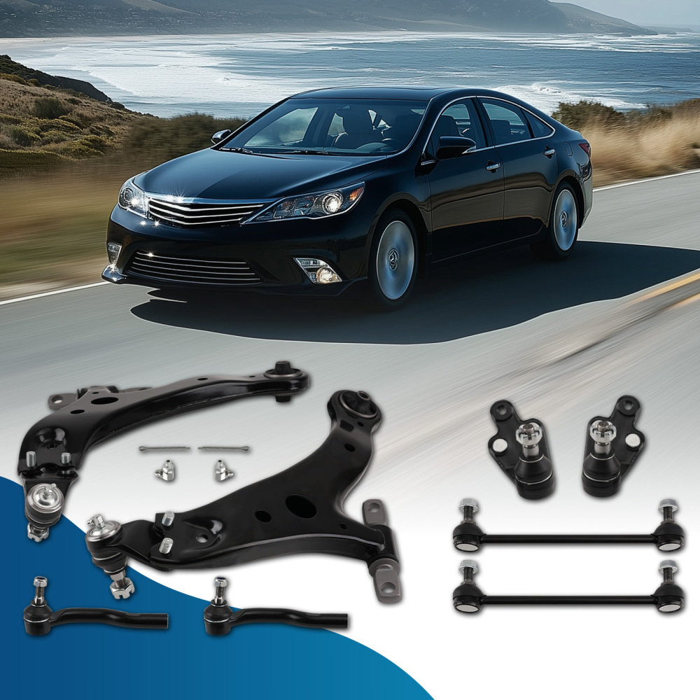 Front Lower Control Arms + Tie Rods Sway Bar Links For 2013-2018 compatible for Toyota Avalon