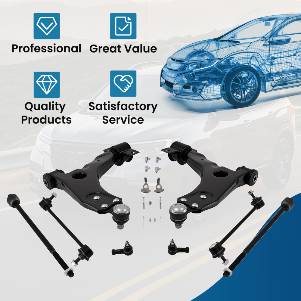 Suspension Kit For 2006-2011 compatible for Ford Focus New 8pcs Front Lower Control Arms Set