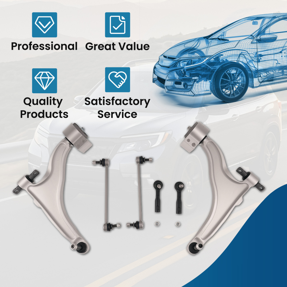 Front Suspension Lower Control Arms Sway Bar Tie Rods for 2010-2016 compatible for Cadillac SRX