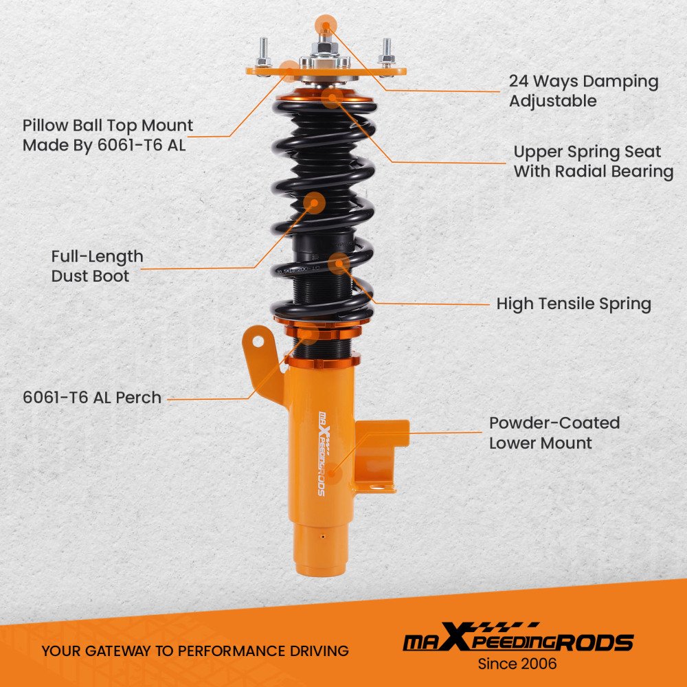 MaXpeedingrods Damper Adjustable Coilovers Kit compatible for Mazda 3 04-13 Sedan Hatchback