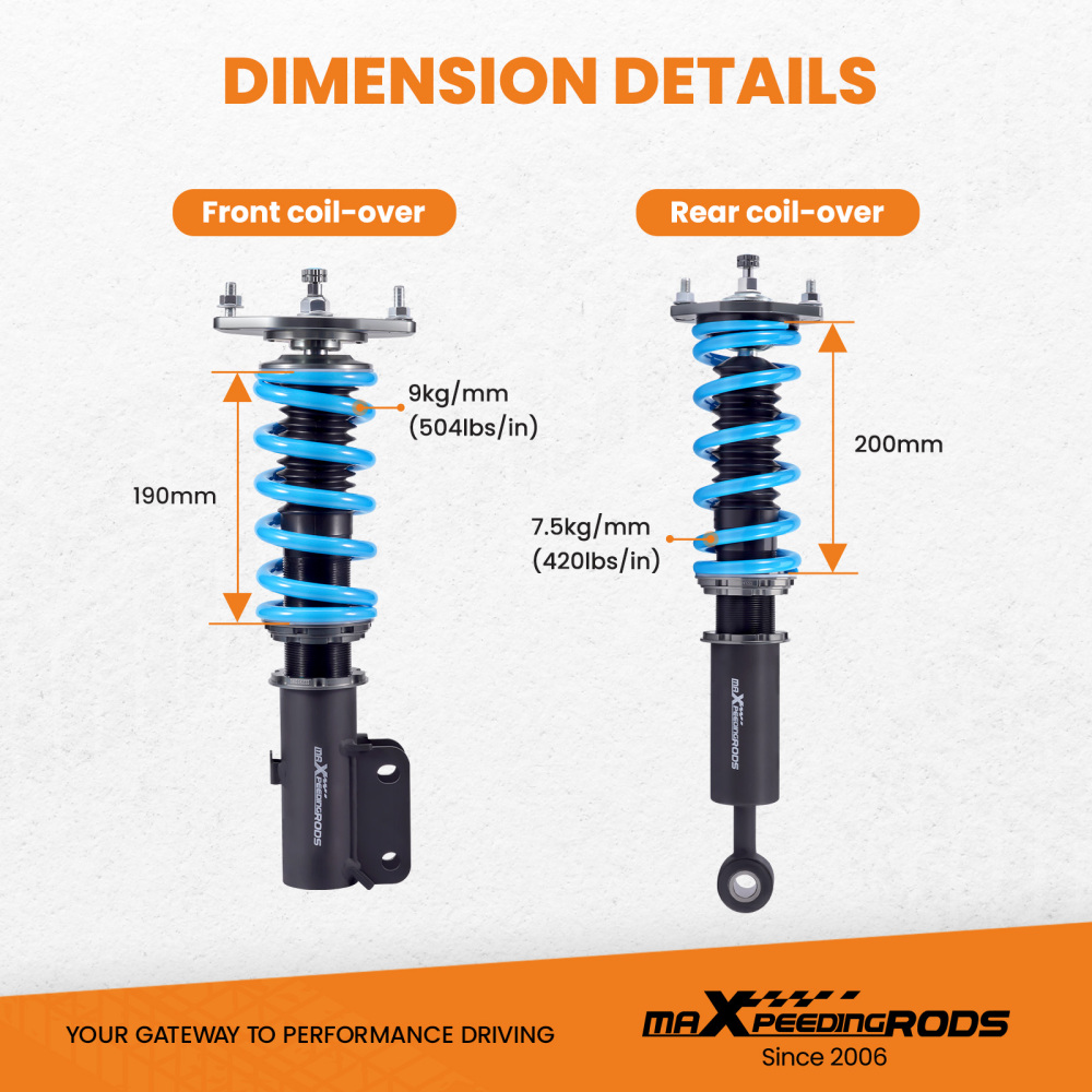 MaXpeedingrods T6 Damper Adjustable Coilovers compatible for Mitsubishi 3000GT 91-99 AWD