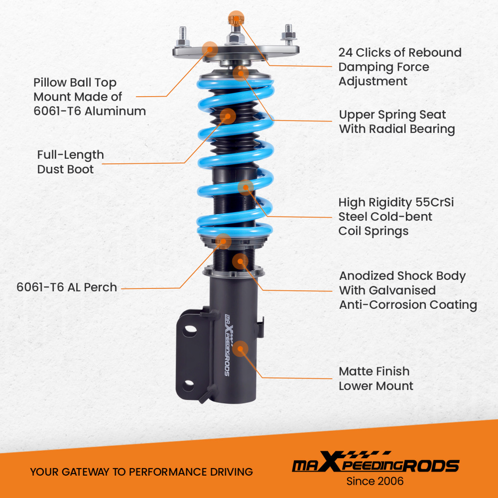 MaXpeedingrods T6 Damper Adjustable Coilovers compatible for Mitsubishi 3000GT 91-99 AWD