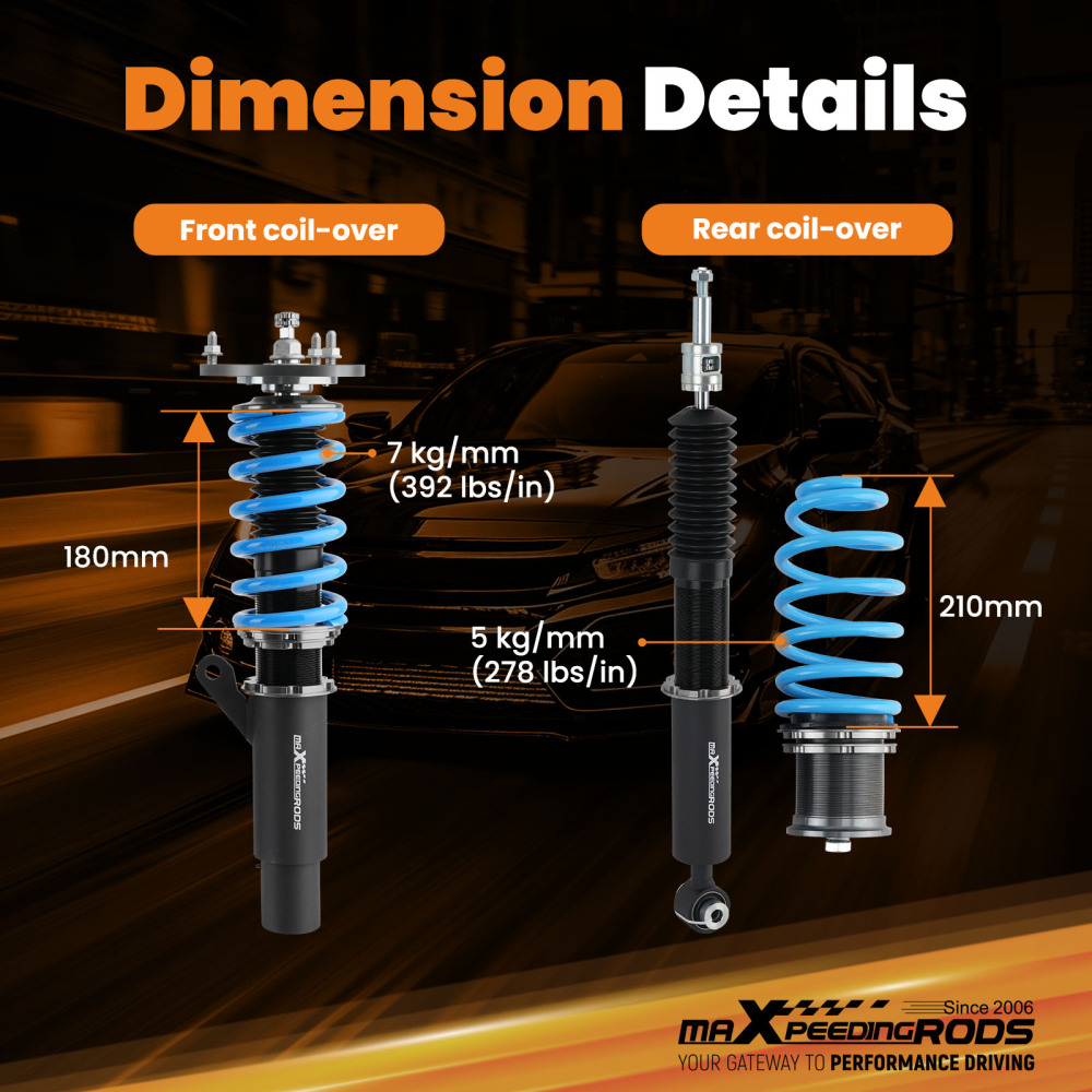MaXpeedingrods T6 Coilovers 24 Level Struts compatible for VW Golf  MK7 15-19 Jetta 19-24