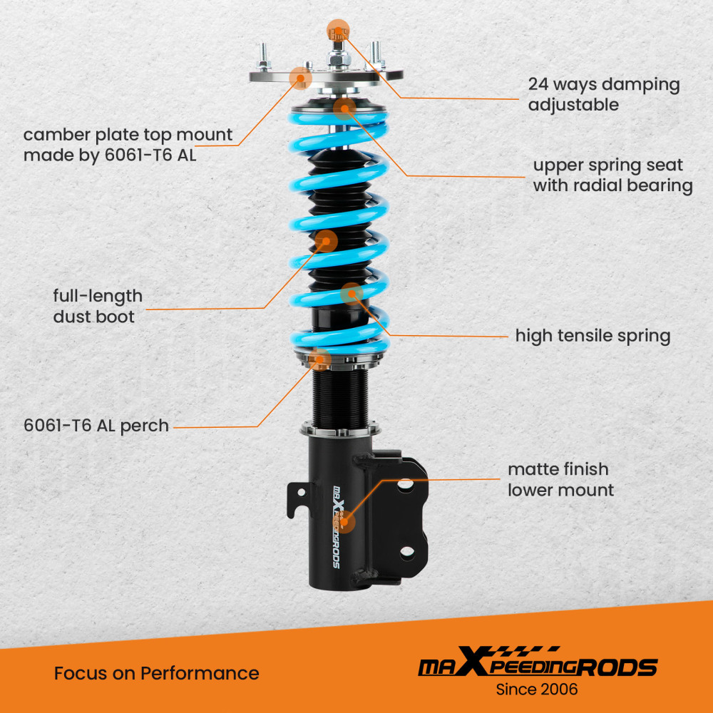 Maxpeedingrods COT6 Adjustable Coilover Shock Strut Kit compatible for Subaru Outback 10-14