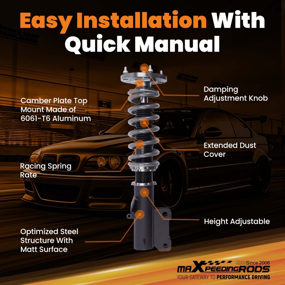 Coilovers 24 Way Damper Adjustable compatible for Ford Mustang GT 05-14 Shocks Absorbers