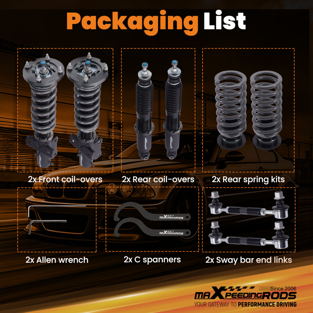 Coilovers 24 Way Damper Adjustable compatible for Ford Mustang GT 05-14 Shocks Absorbers