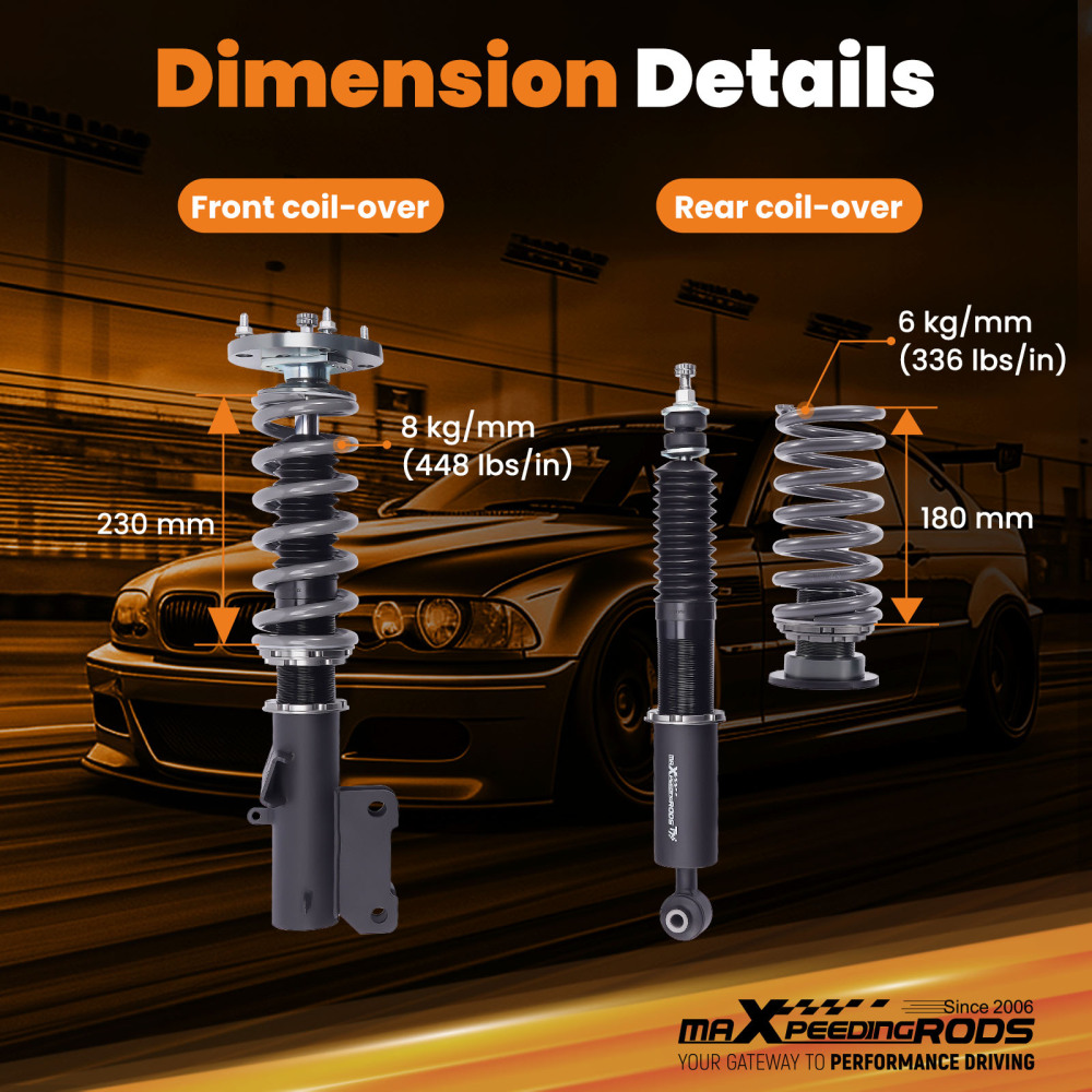 Coilovers 24 Way Damper Adjustable compatible for Ford Mustang GT 05-14 Shocks Absorbers