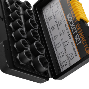 15pc Impact Twist Socket Set Lug Nut Removal Tool 6.35-19mm with AdapterPunch