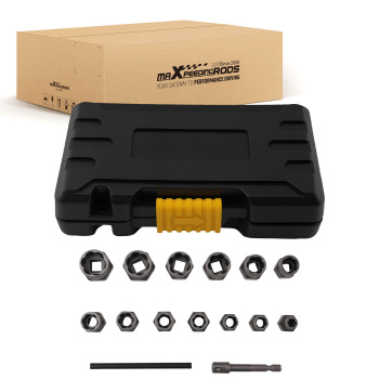15pc Impact Twist Socket Set Lug Nut Removal Tool 6.35-19mm with AdapterPunch