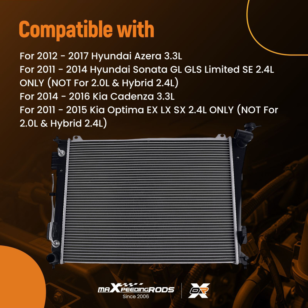Aluminum Core Radiator compatible for Kia Optima 2.4L 2011-2015 RAD13191 253103Q500