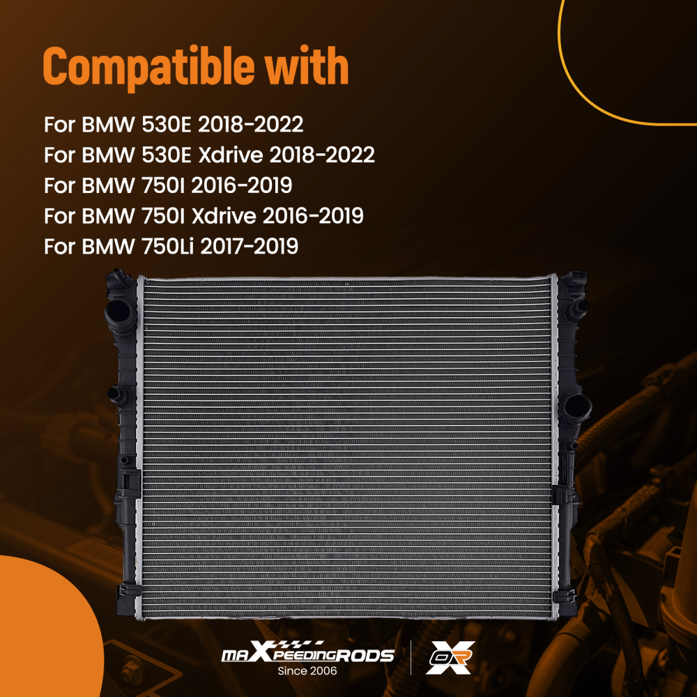 Aluminum Engine Radiator compatible for BMW M760I 2016-2022 050133N Cross Flow