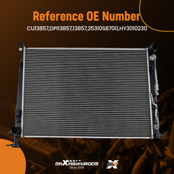 1-Row Aluminum Radiator compatible for Hyundai Palisade V6 2020-2024 DPI13857 Direct Fit