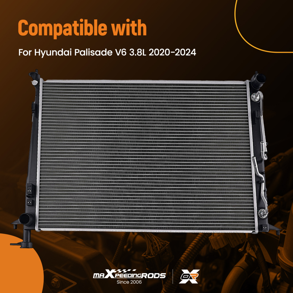 1-Row Aluminum Radiator compatible for Hyundai Palisade V6 2020-2024 DPI13857 Direct Fit