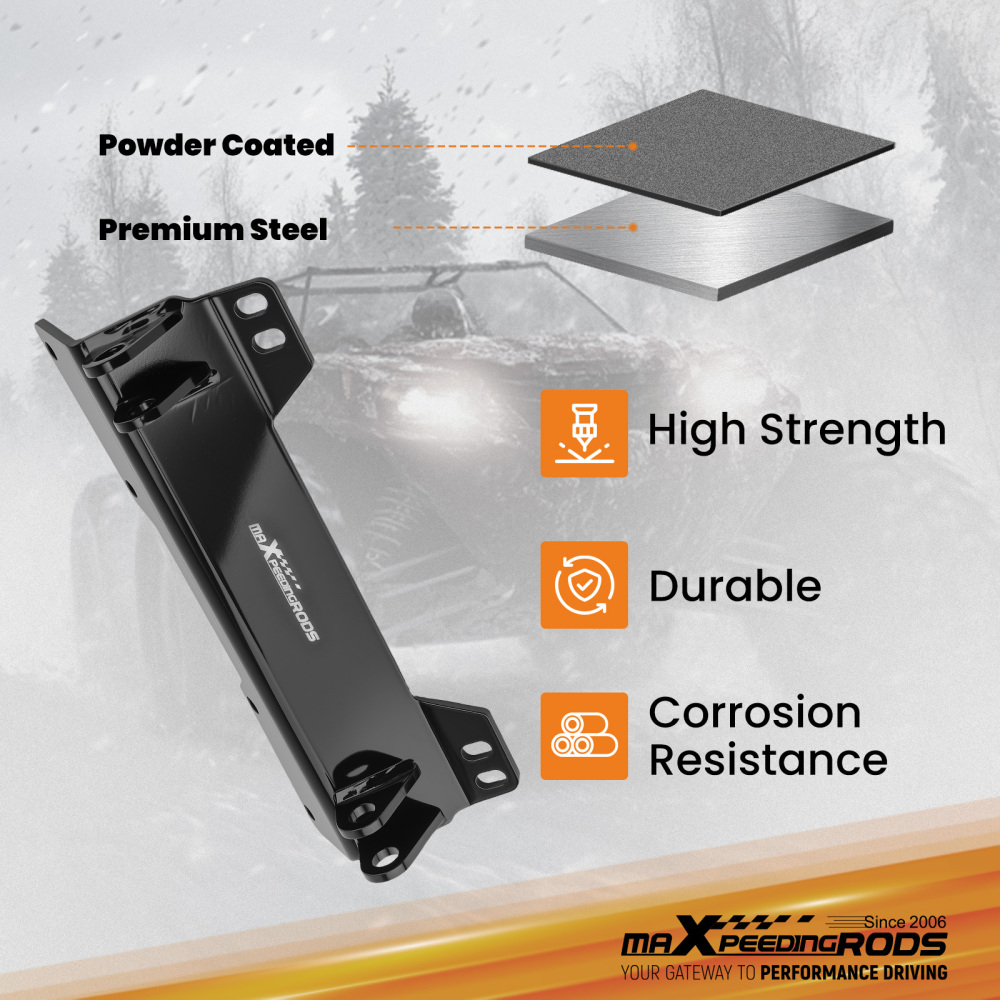 Black Coated Plow Mount compatible for Polaris Ranger XP 1000 2018-2022 Steel Frame UTV