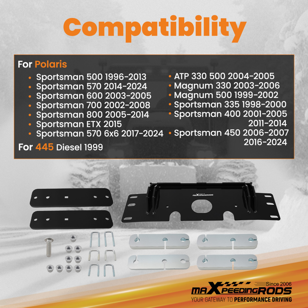 ATV Frame Plow Mount compatible for Polaris Sportsman 400 450 570 800 2001-2024