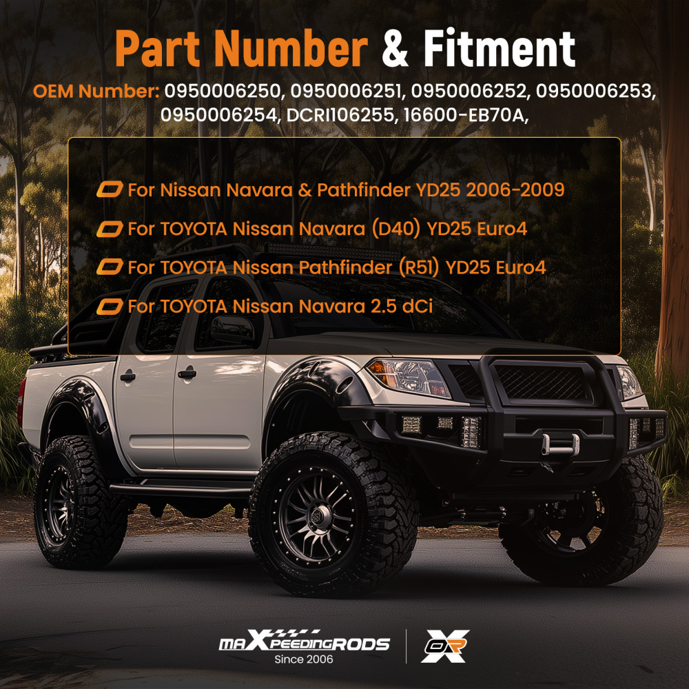 Set of 4 Fuel Injectors compatible for Nissan NavaraPathfinder YD25 2006-2009 0950006250