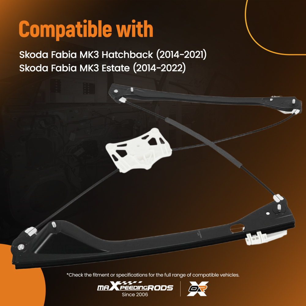 1x Front Left Window Regulator w/o Motor compatible for Skoda Fabia Estate 2014-2021