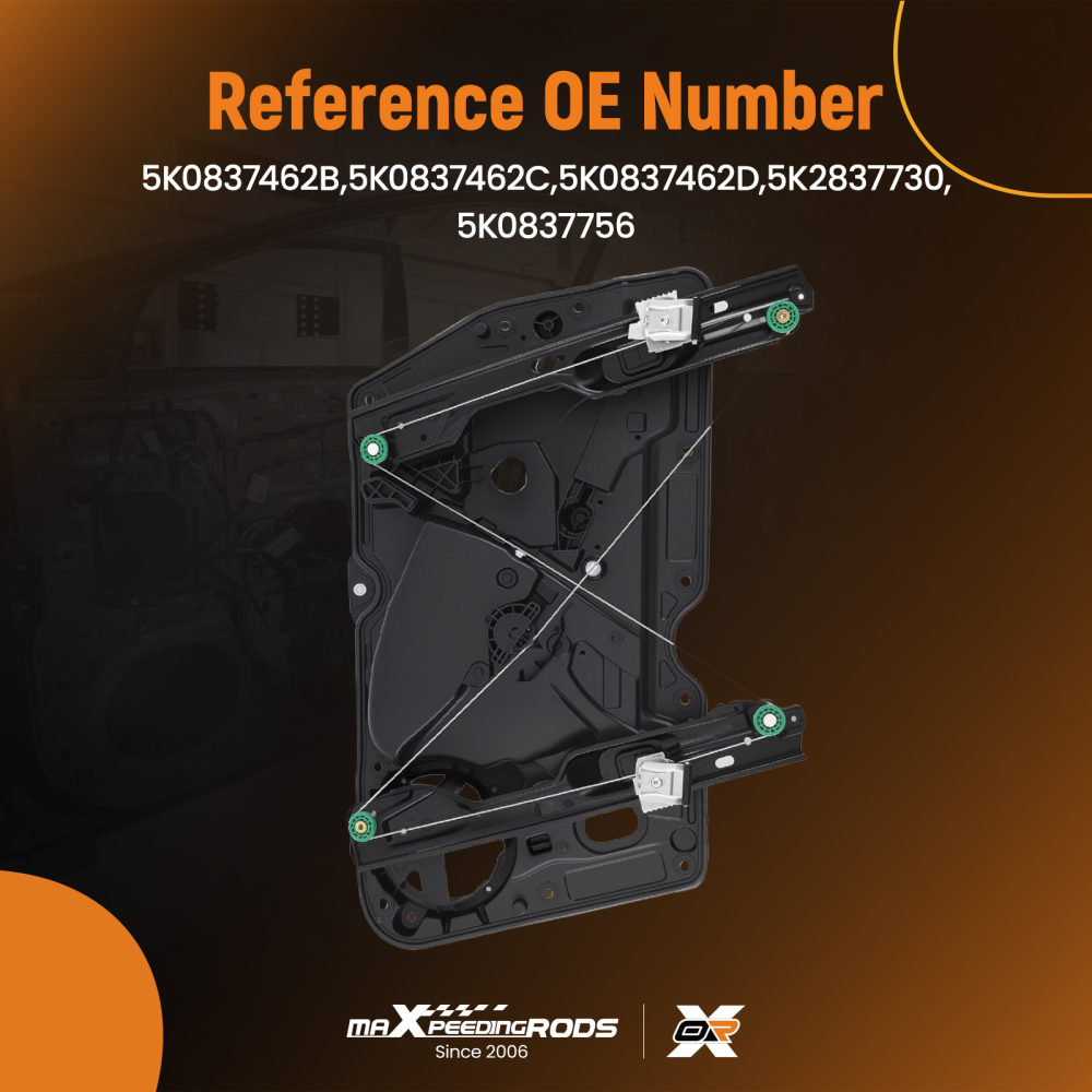 1x Window Regulator Front Right compatible for VW Golf MK6 09-12 5K0837462w/ Panel