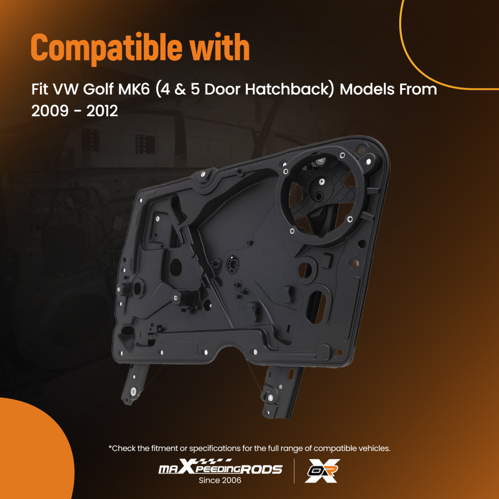 1x Window Regulator Front Right compatible for VW Golf MK6 09-12 5K0837462w/ Panel