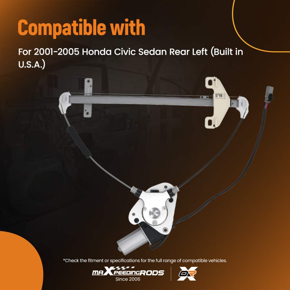 1x Power Window Regulator Motor compatible for Honda Civic 2001-2005 Rear Left Side