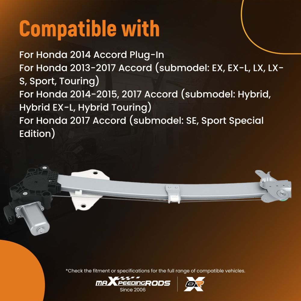 Front Left Window Regulator compatible for Honda Accord LX-S 2013-2017 HO1350165