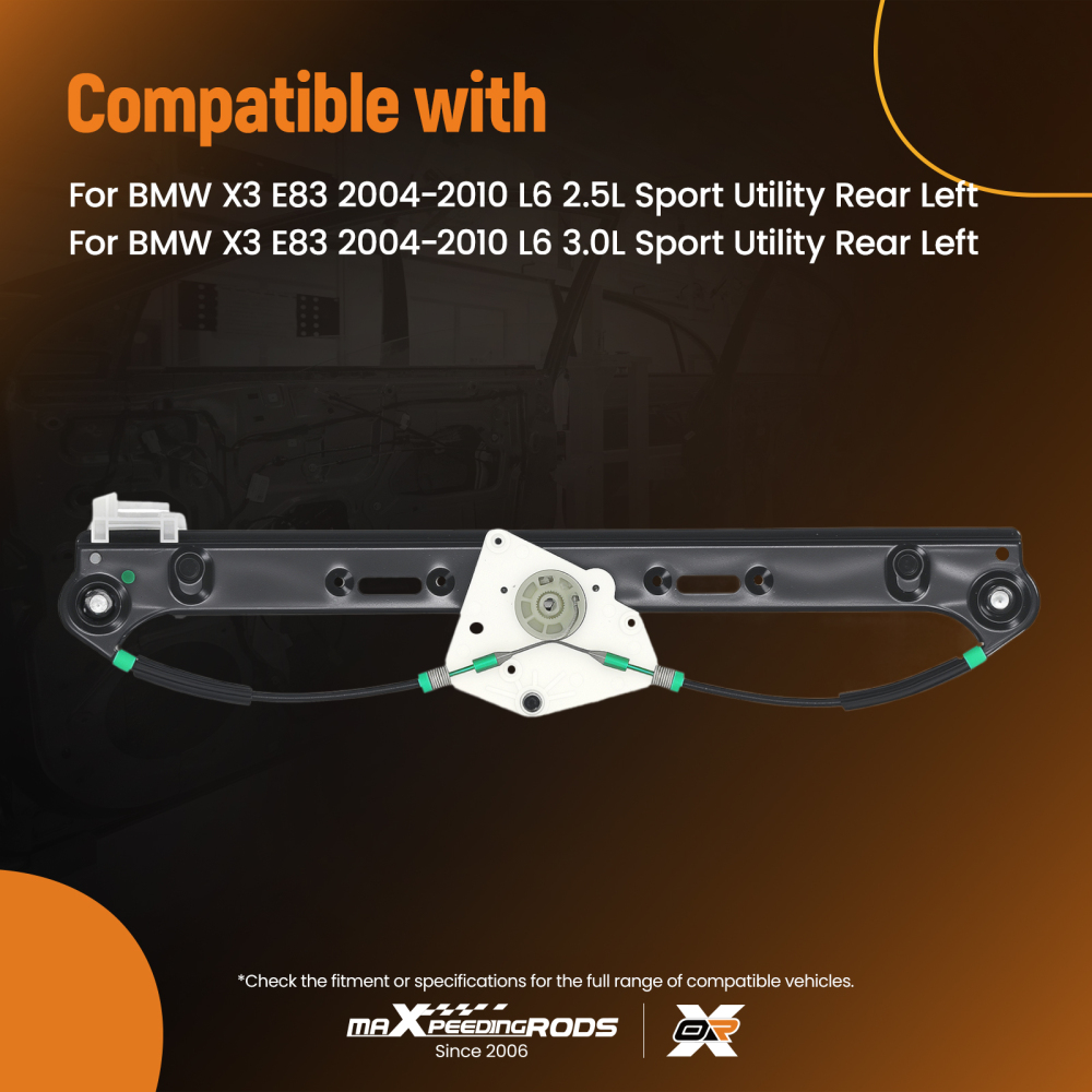 Rear Driver Side Window Regulator compatible for BMW X3 E83 2.5L 3.0L 04-10 749-586