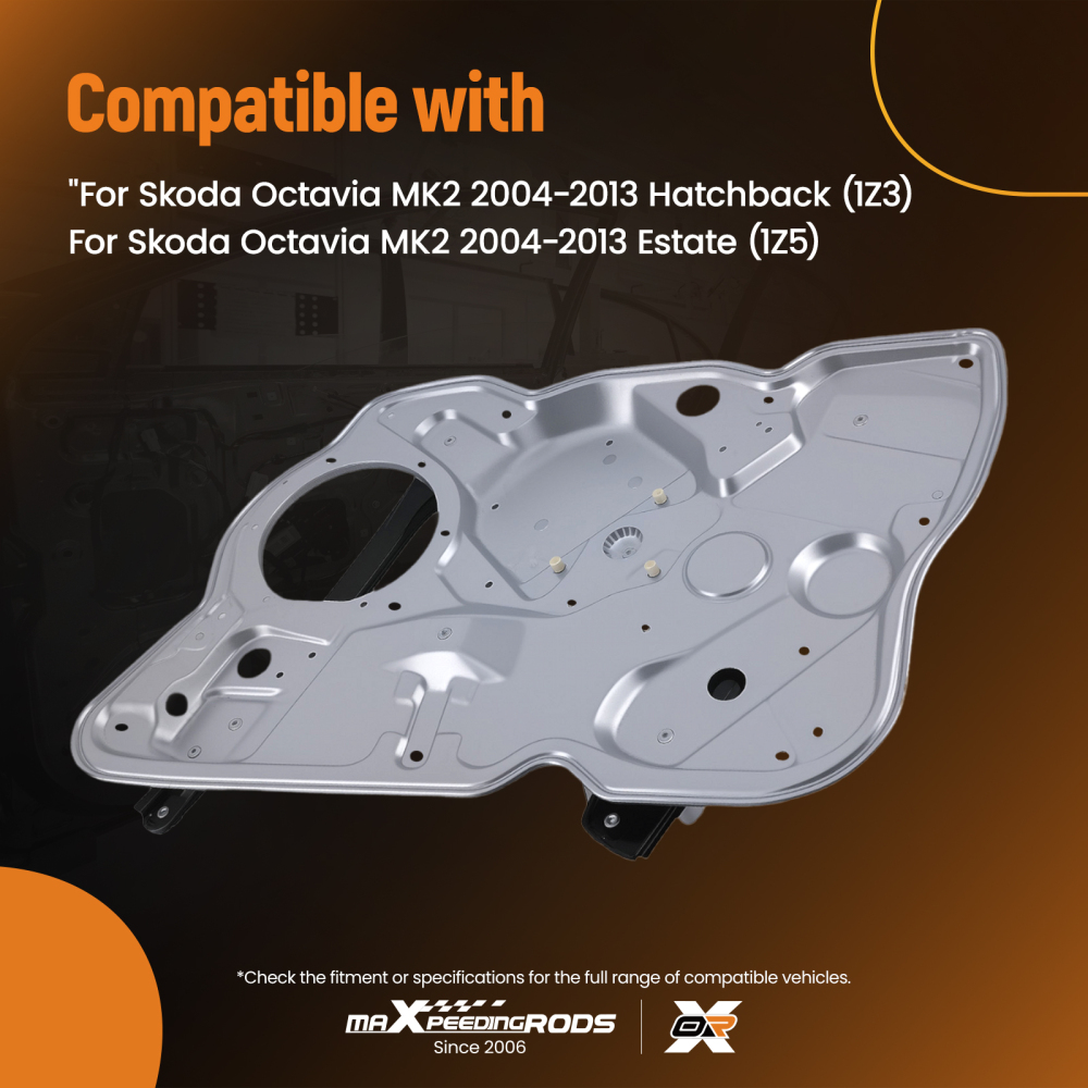 Front Right Window Regulator compatible for Skoda Octavia MK2 2004-2013 1Z1837462 w/o Motor