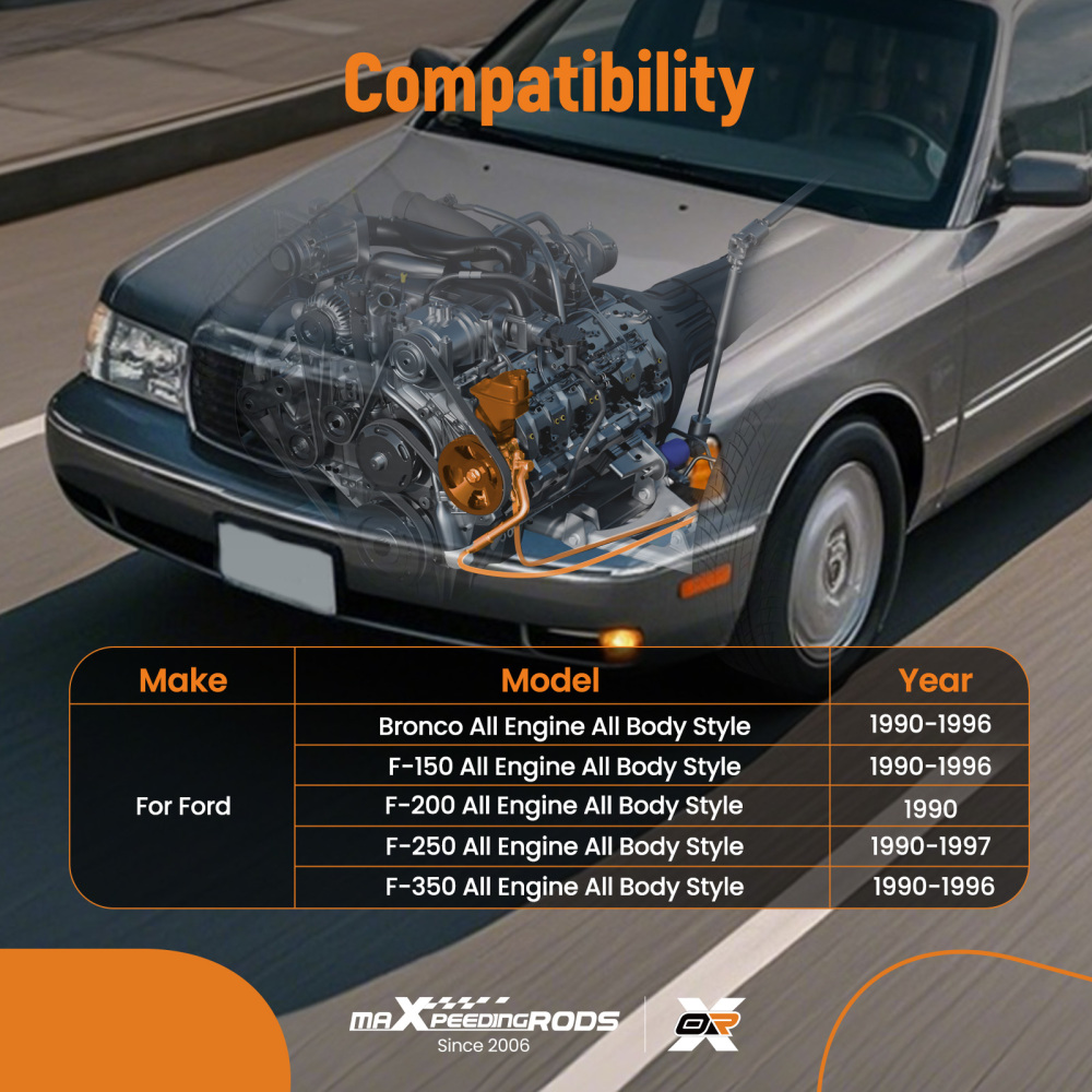 Power Steering Pump compatible for Ford F-150 Bronco F-350 F-250 1990-1996 E7TZ3A674BBRM