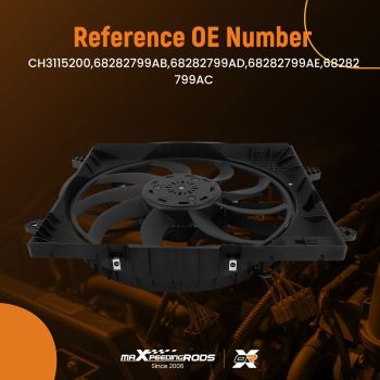 Radiator Cooling Fan Assembly compatible for Jeep Wrangler JL/Gladiator JT V6 3.6L 18-24