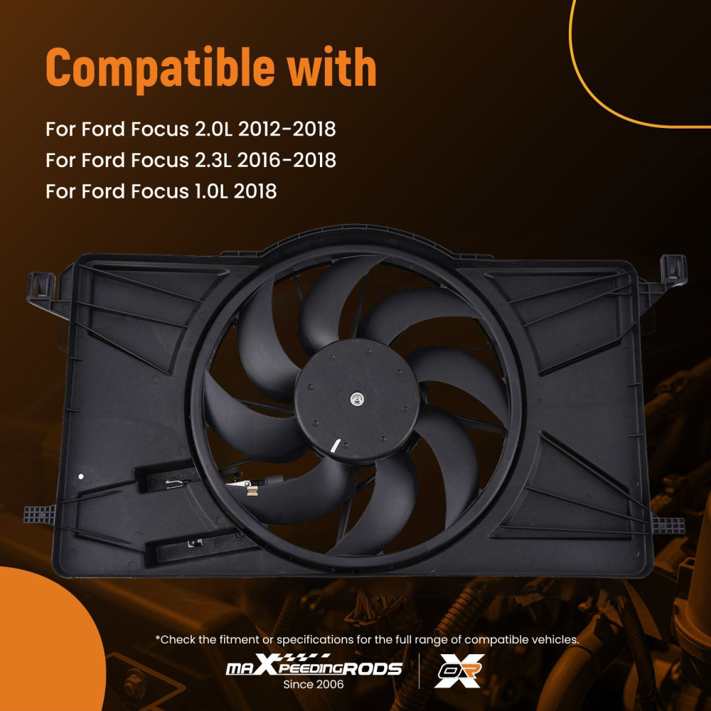 Electric Radiator Cooling Fan compatible for Ford Focus 1.0L/2.0L/2.3L 2012-2018 BV6Z8C607K