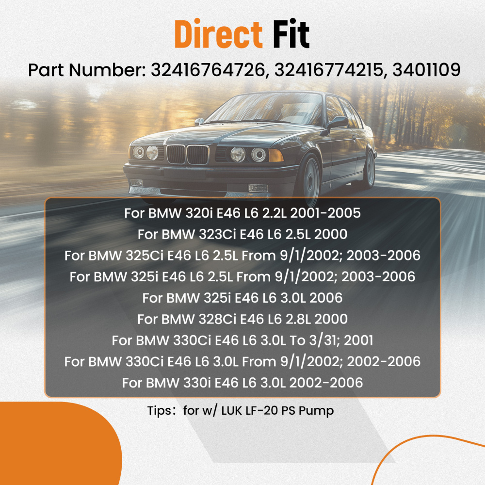 Tubo Servosterzo compatibile per BMW Serie 3 E46 325Ci 325i 330i 32416764726 2000-2006