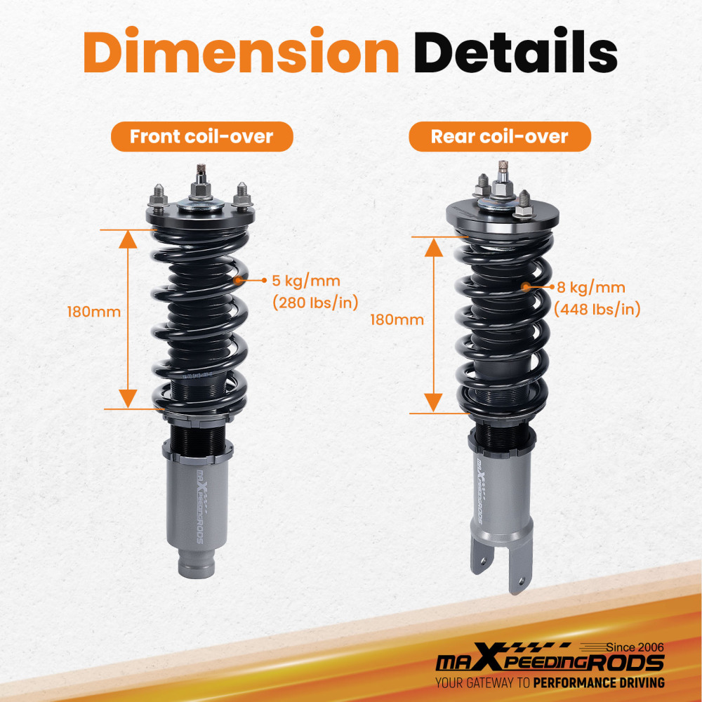 Kit ammortizzatori per auto Anteriore e Posteriore compatibile per Honda Acura Integra 90-93 Lowering Kit