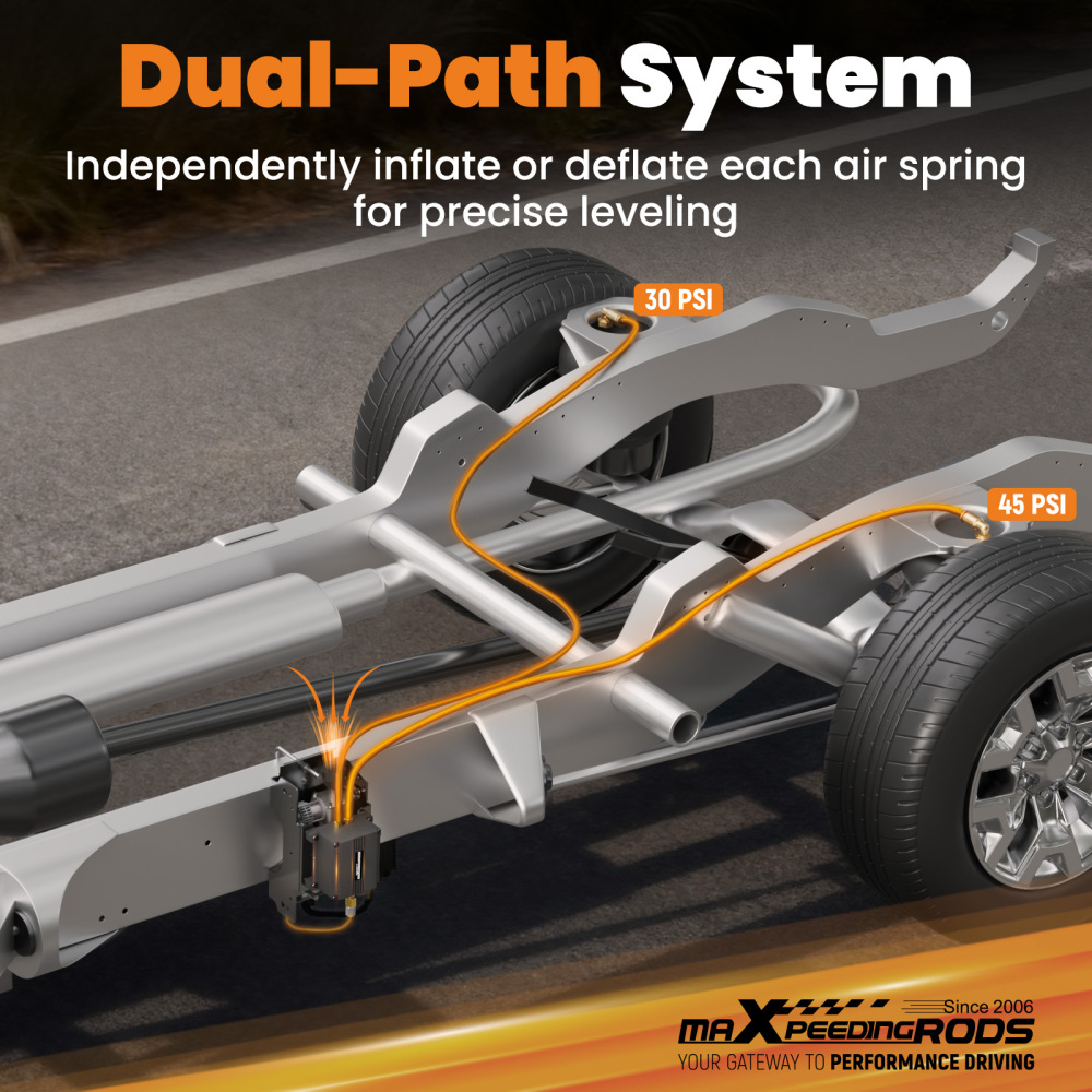 Wireless Universal AIr Spring Bag Compressor Controller Kit Motorhome Dual-path