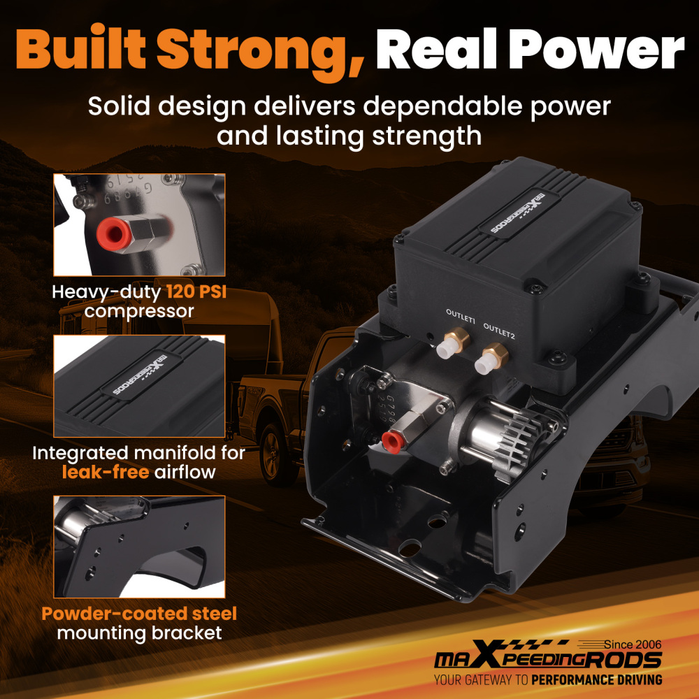 Wireless Universal AIr Spring Bag Compressor Controller Kit Motorhome Dual-path