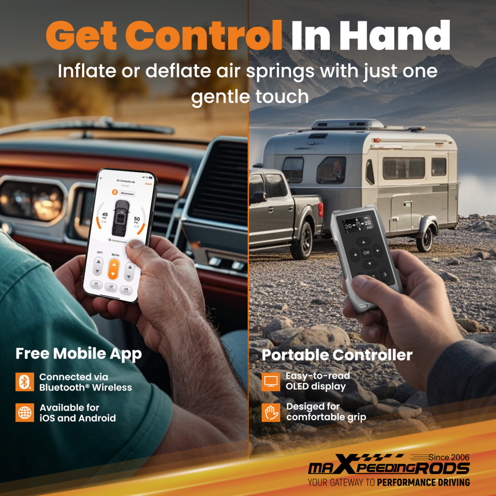 Wireless Universal AIr Spring Bag Compressor Controller Kit Motorhome Dual-path