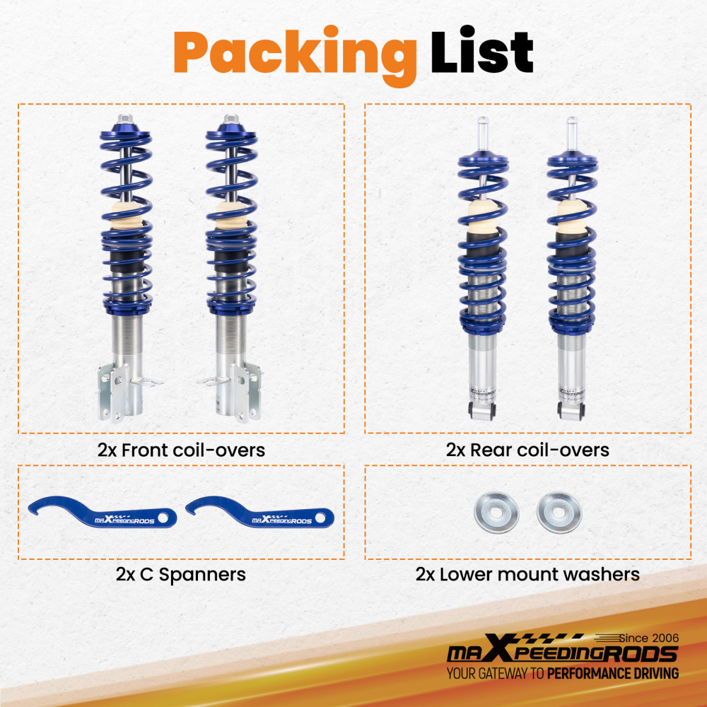 4 Pcs Full Kit Suspension Ammortizzatori Coilover compatibile per Vw Citigolf Citi compatibile per Golf Lowering Kit