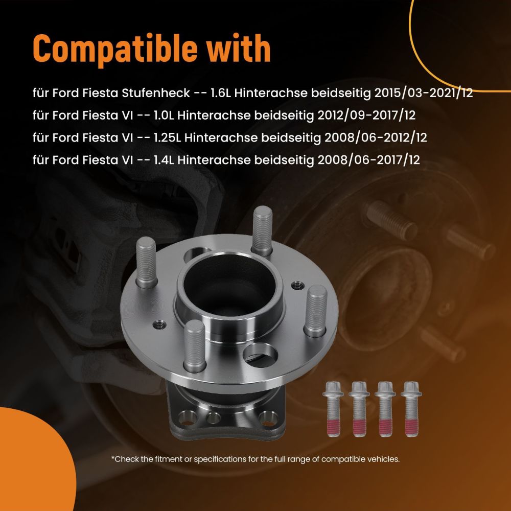 Cuscinetto Mozzo Ruota compatibile per Ford Fiesta VI CB1 CCN 1.6L 2008-2012 VKBA6654