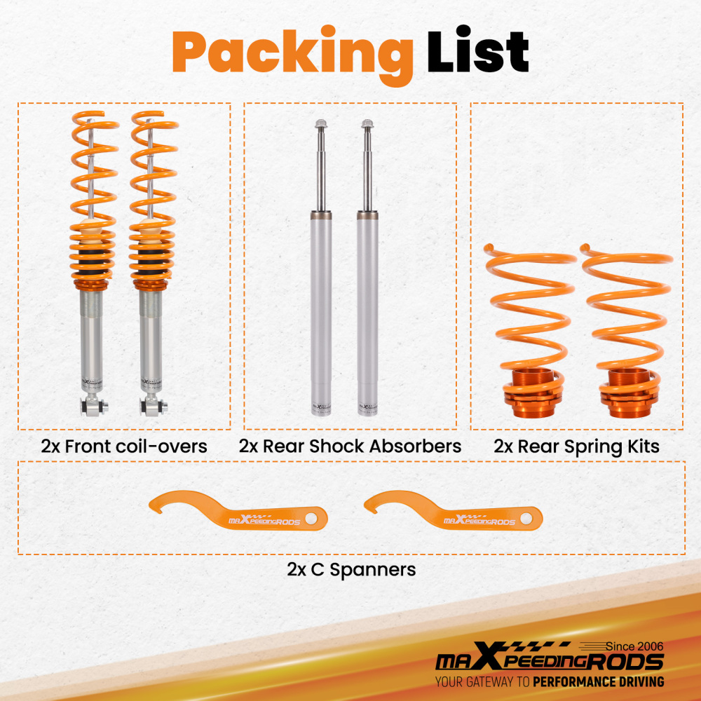 Compatibile per BMW Serie 5 E34 Saloon 520i 524 Ammortizzatore Absorber Struts Coilovers Kit Lowering Kit