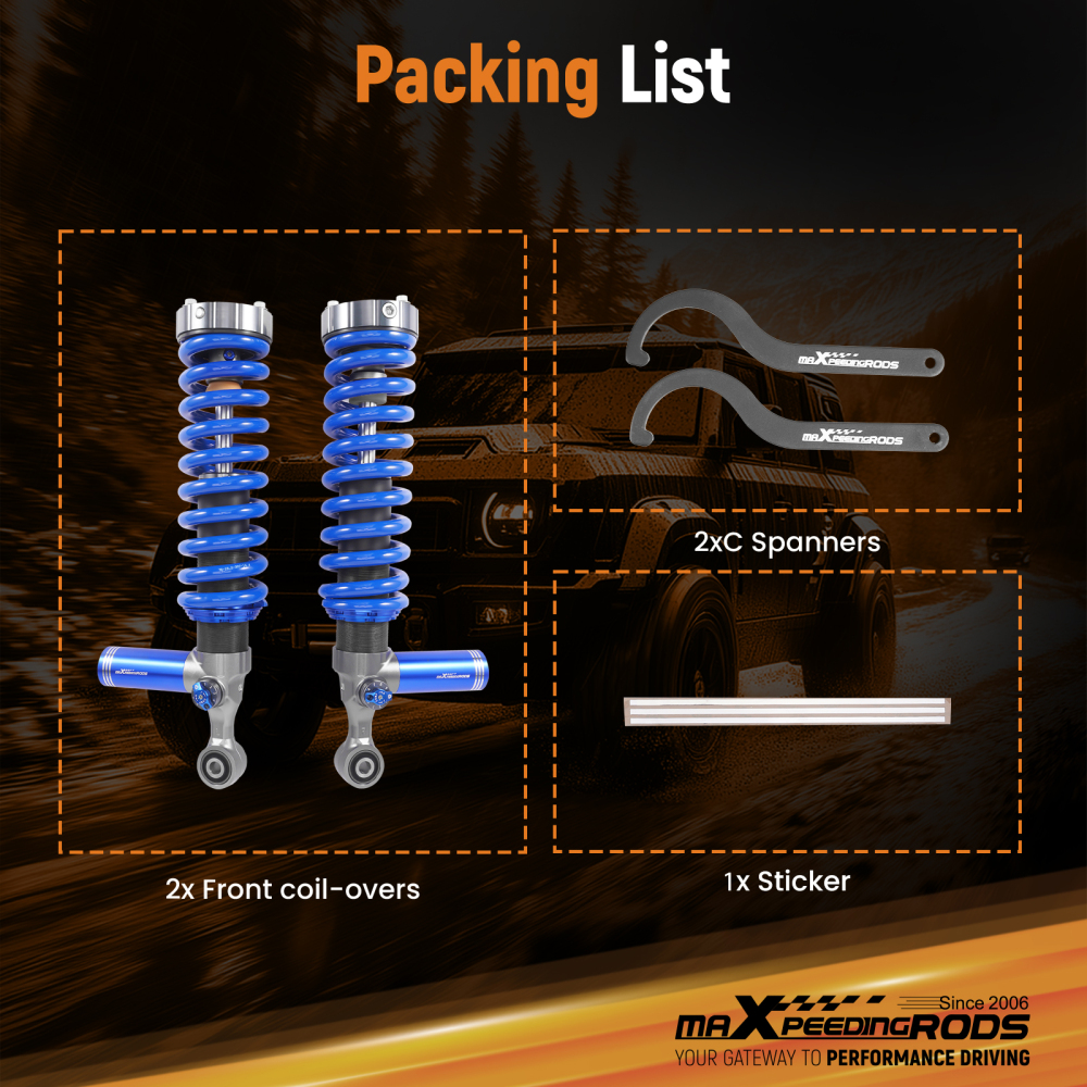 Adjustable Coilover Remote Front Shock Kit compatible for Ford Ranger 2011-2018 Adj. Height