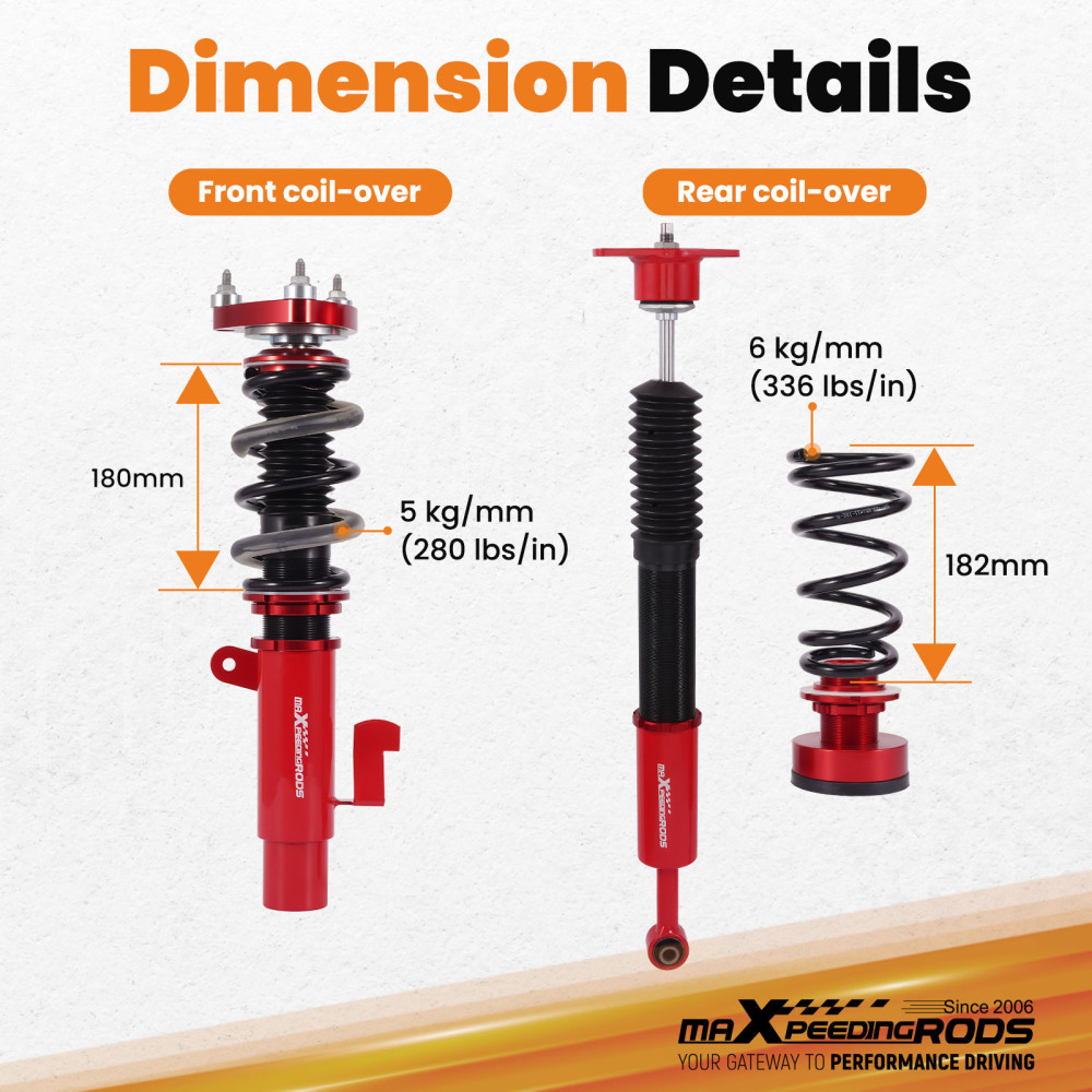 MaXpeedingrods Coilovers Shocks Struts compatible for Volvo S40 V50 compatible for FWD 2005-2012