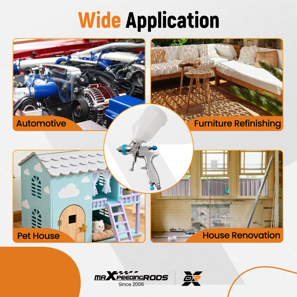 HVLP Spray Gun Gravity Feed 1.3mm Nozzle for Paint Furniture Auto Projects 600ml