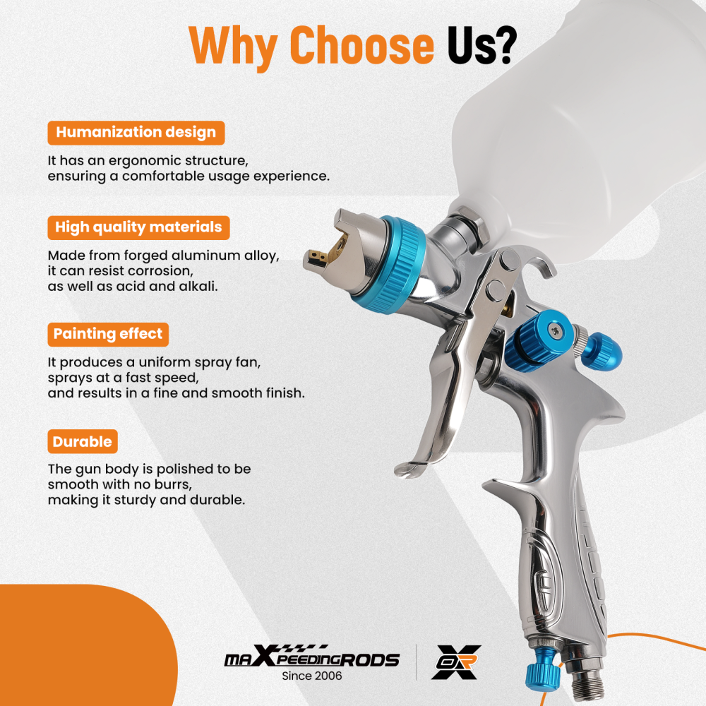 HVLP Spray Gun Gravity Feed 1.3mm Nozzle for Paint Furniture Auto Projects 600ml