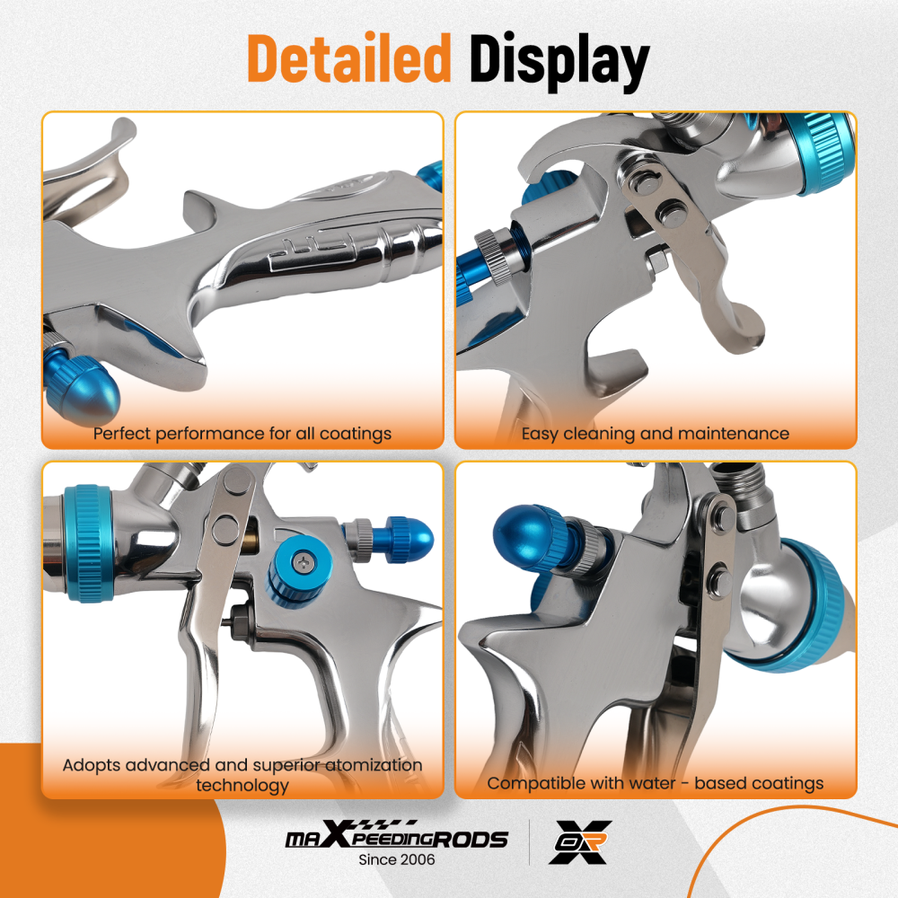 HVLP Spray Gun Gravity Feed 1.3mm Nozzle for Paint Furniture Auto Projects 600ml