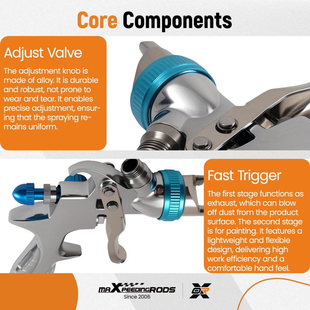 HVLP Spray Gun Gravity Feed 1.3mm Nozzle for Paint Furniture Auto Projects 600ml