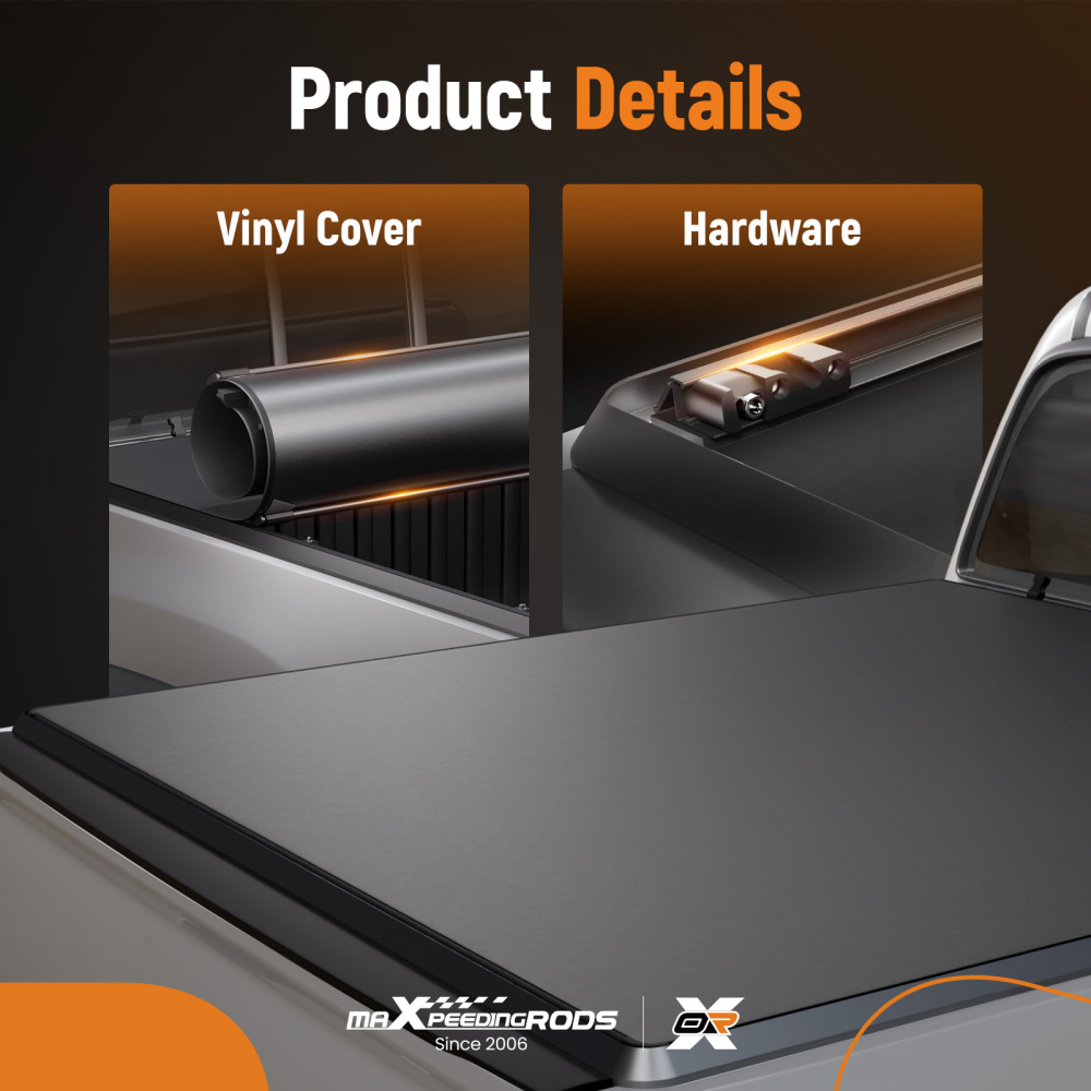 5ft Bed Soft Roll Up Tonneau Cover compatible for Honda Ridgeline 2017-2025 W/LED Lamp