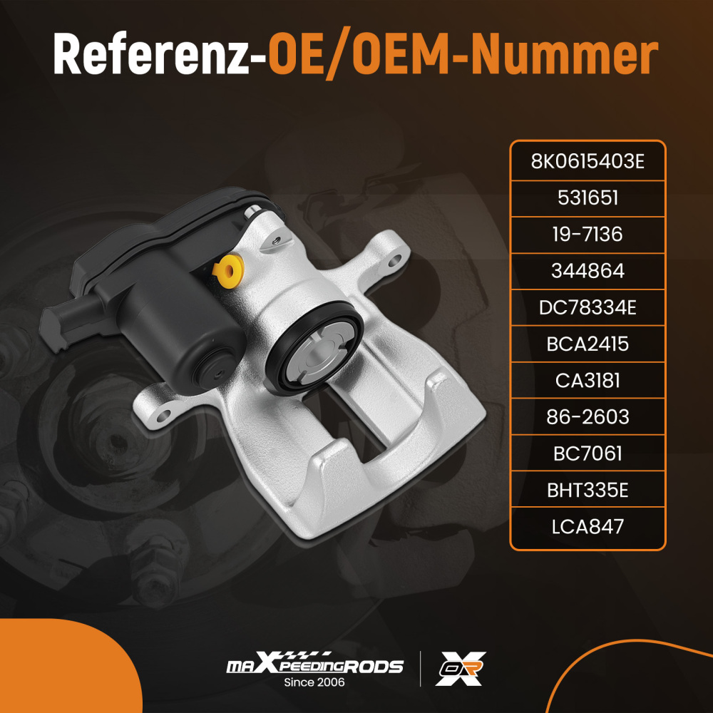 Brake Caliper Rear Left compatible for Audi A4 A5 Q5 8K2 B8 8T3 8R 2007-16 8K0615403E 43mm